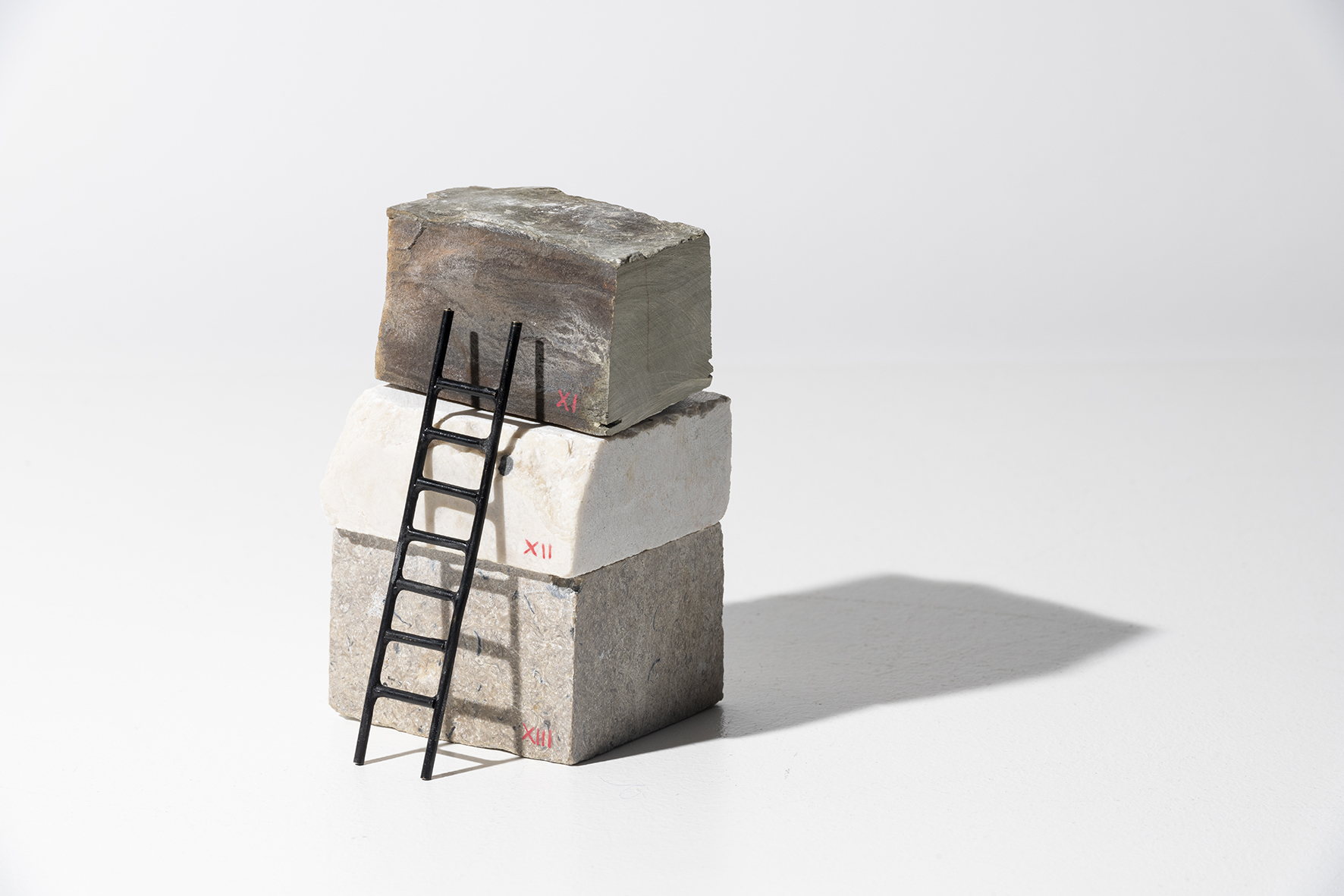 Stack Sample II-IX, 2019, marble and patinated bronze rel=
