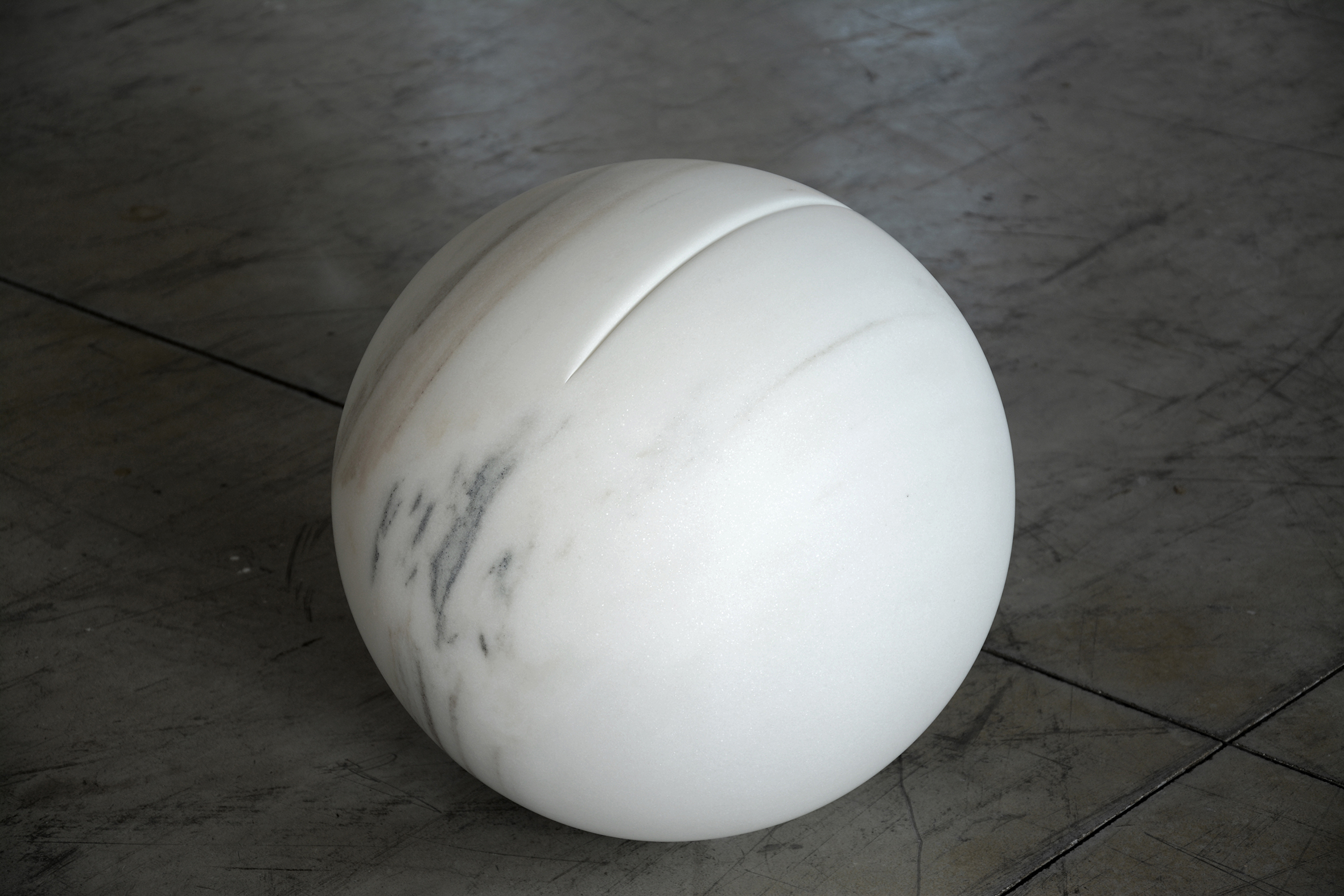 In the Flesh III, 2016, Marble (Bianco Cevedale), 40cm diameter rel=