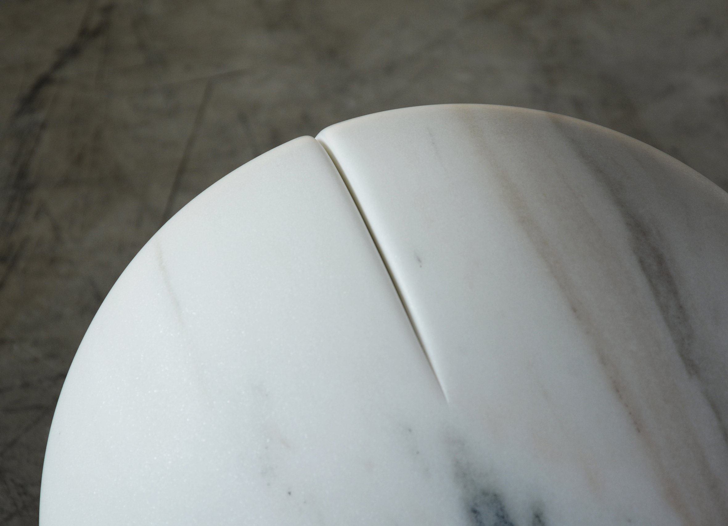 In the Flesh III, 2016, Marble (Bianco Cevedale), 40cm diameter rel=